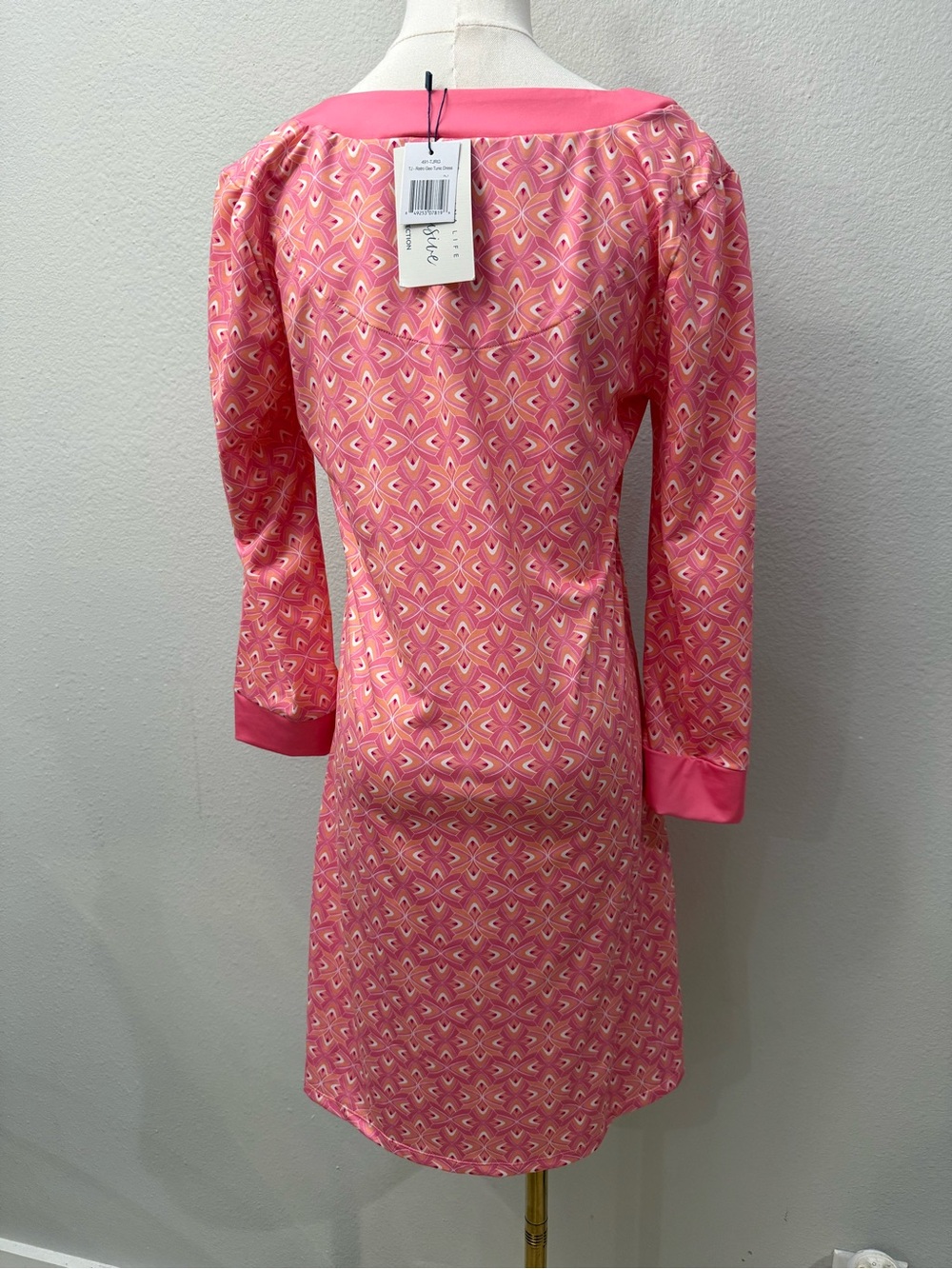 Cabana Life Pink Retro Geometric Tunic Dress UPF 50+ Summer Beach - Picture 2 of 4